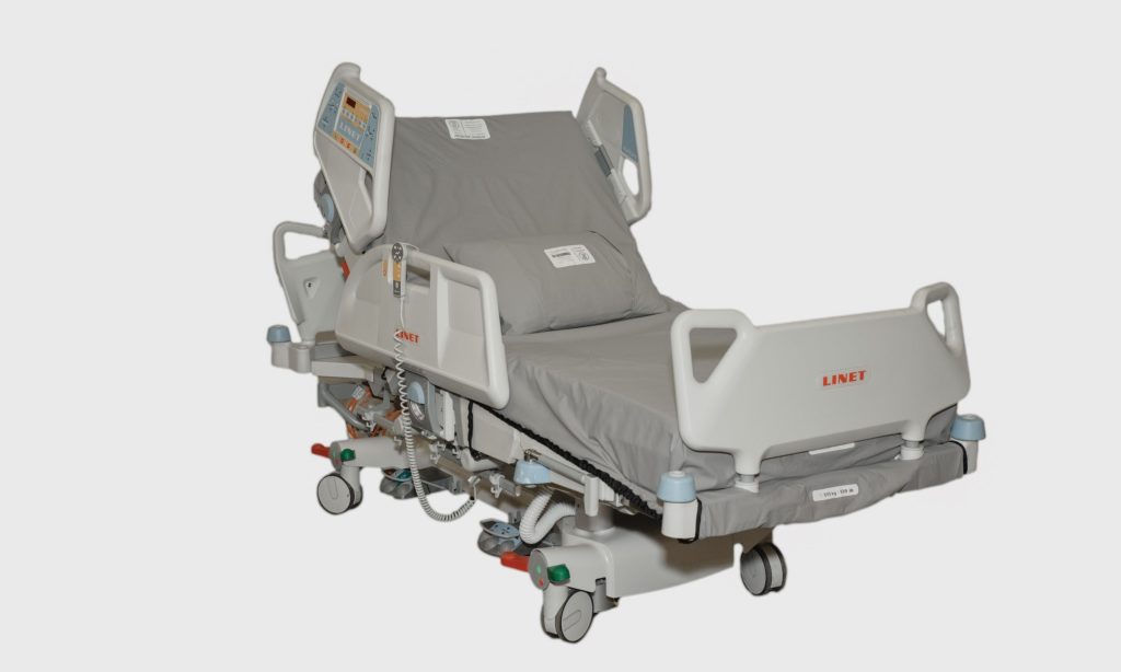 Linet Multicare hospital bed shown with Soteria Bed Barrier